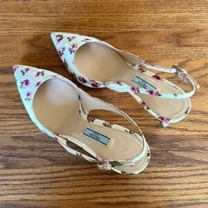 Prada | Shoes | Prada Vernice Rose Bianco Pointed Toe Floral